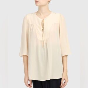 MaxMara Ecru Silk Blend Front Placket Blouse